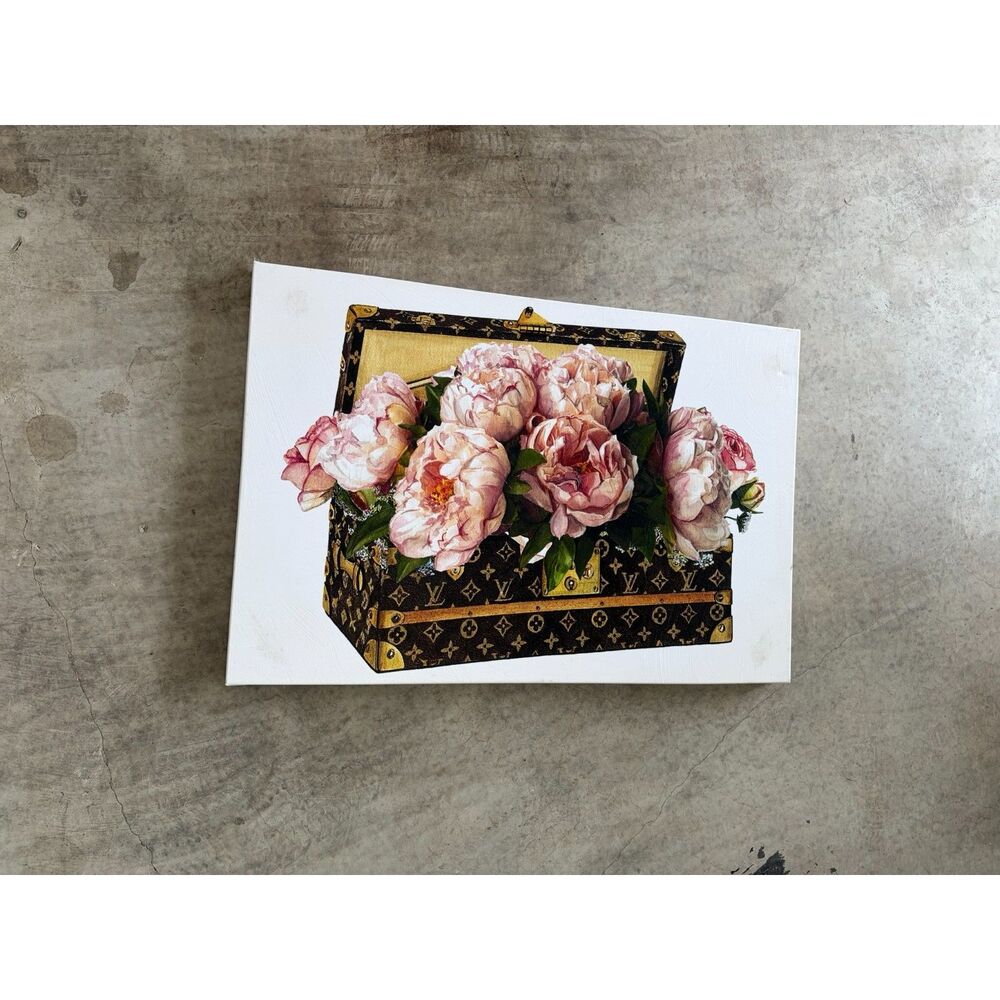 large 24x36 canvas artwork featuring designer chest with flowers